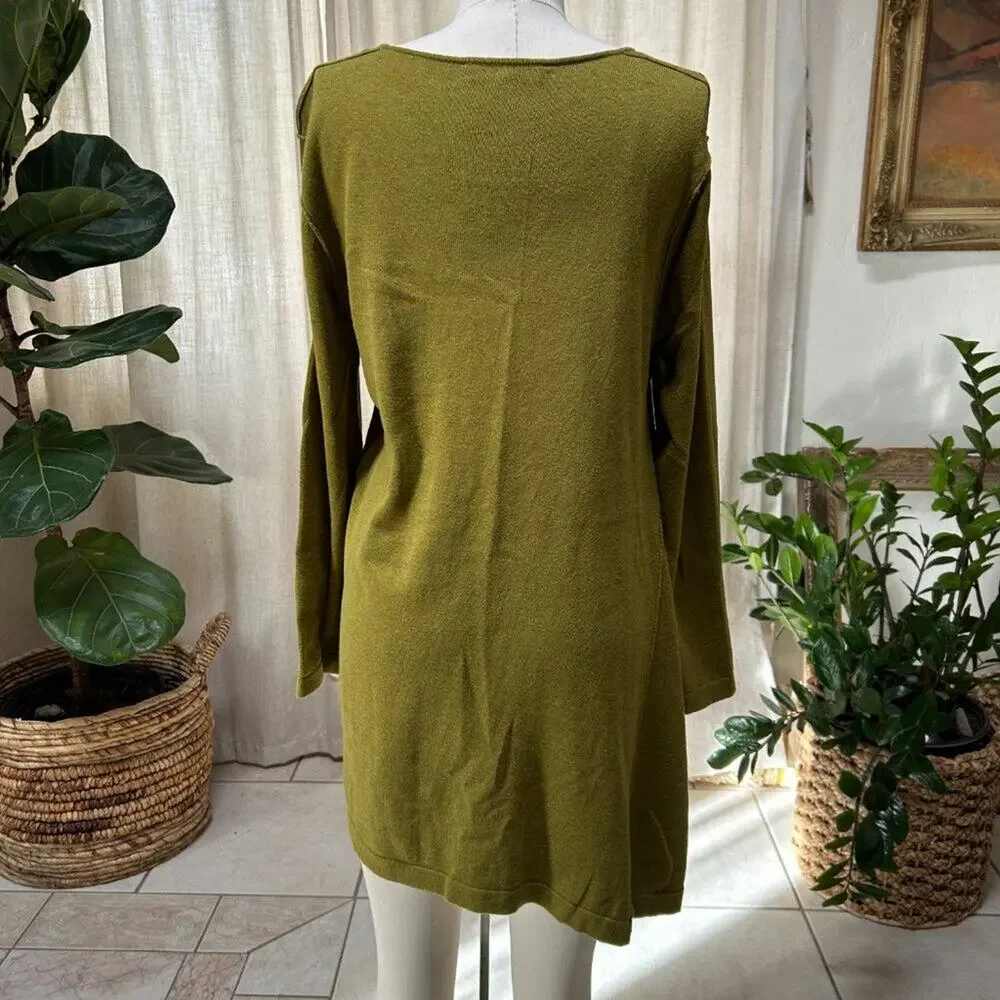 Asymmetrical Lagenlook Cotton Tunic Dress‎ Capsule Layering Bryn Walker Green S